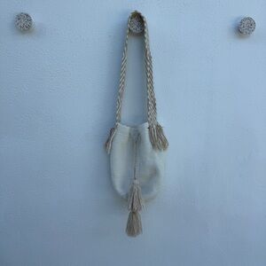 Elegant Cream Braided Strap Women's Bag